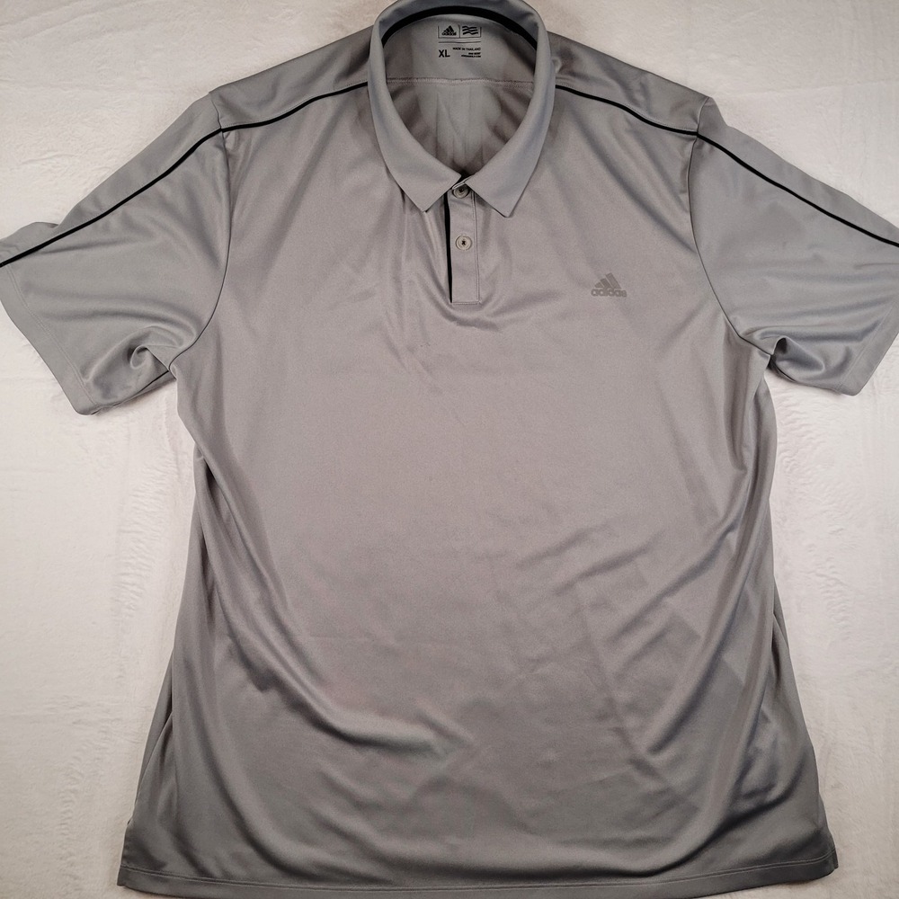 Adidas Men's Gradient Stripe Short Sleeve Golf Polo Shirt Sz XL Gray Black VGC